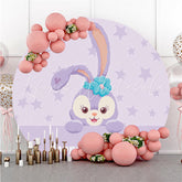 Lofaris Purple Cute Rabbit Round Girls Happy Birthday Backdrop