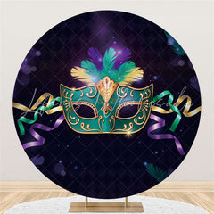 Lofaris Purple Cyan Round Masquerade Party Decoration Backdrop