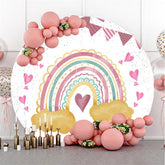 Lofaris Purple Flag With Rainbow Cloud Circle Backdrop For Party