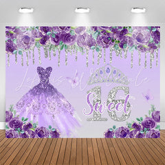 Lofaris Purple Floral Dress Sweet 16th Birthday Backdrop