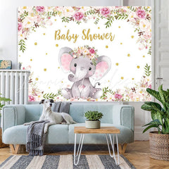 Lofaris Purple Floral Elephant Baby Shower Backdrop for Girl