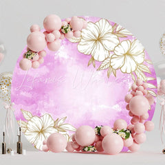 Purple Flowers Bloom Round Backdrop For Elegant Party Theme
