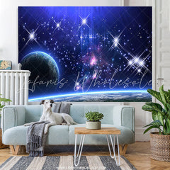 Lofaris Purple Galaxy Sky Blue Glitter Stars Earth Birthday Backdrop