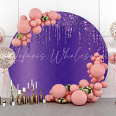 Lofaris Purple Glitter Round Birthday Party Backdrop Decoration