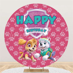 Lofaris Purple Glitter Shield Round Pink Birthday Backdrop