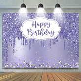 Lofaris Purple Glitter Simple Themed Happy Birthday Backdrop