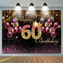 Lofaris Purple Gold Balloon Sparkles 60th Birthday Backdrop