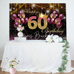 Lofaris Purple Gold Balloon Sparkles 60th Birthday Backdrop