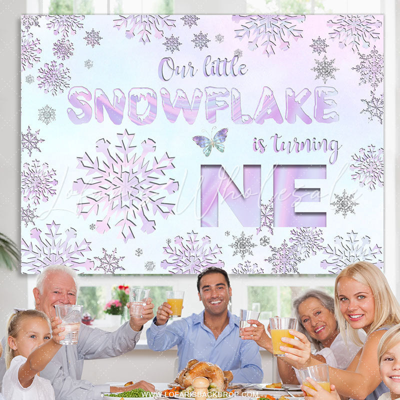 Lofaris Purple Little Snowflake Is Turning One Birthday Backdrop