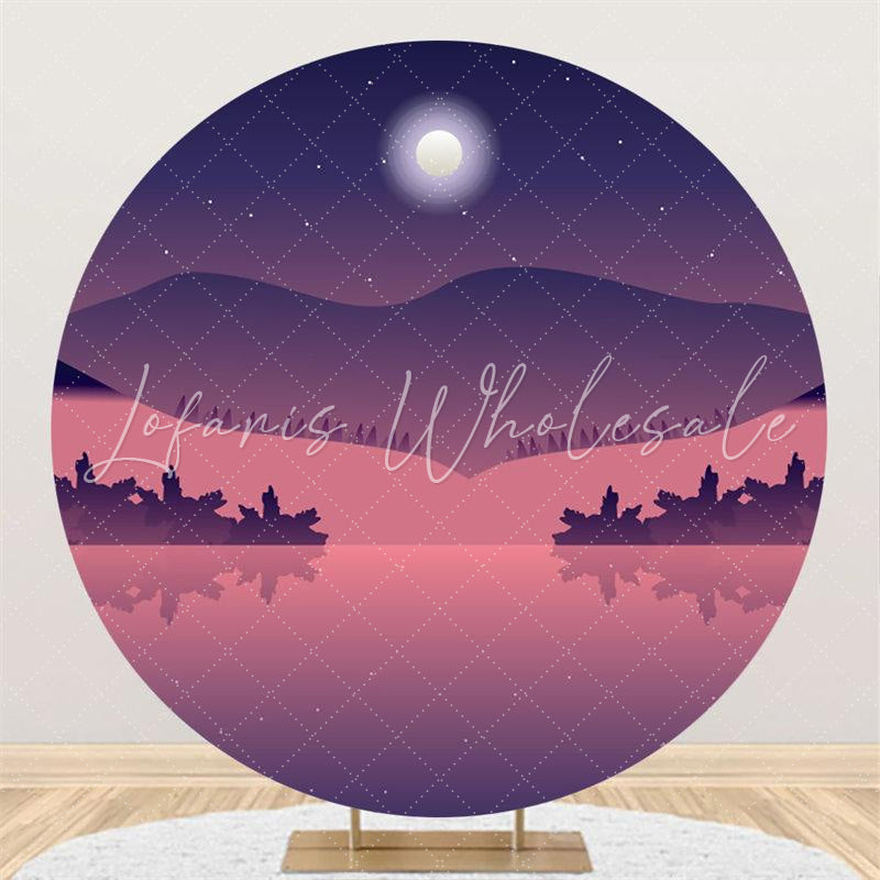 Lofaris Purple Moonnight Custom Circle Backdrop For Birthday