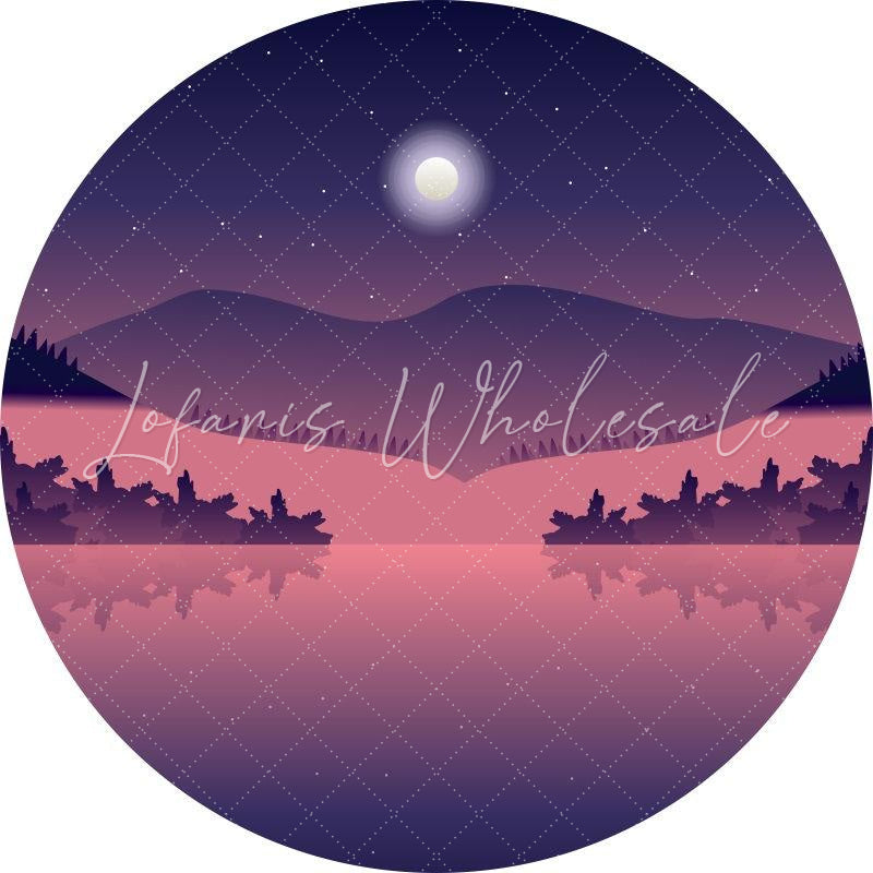 Lofaris Purple Moonnight Custom Circle Backdrop For Birthday