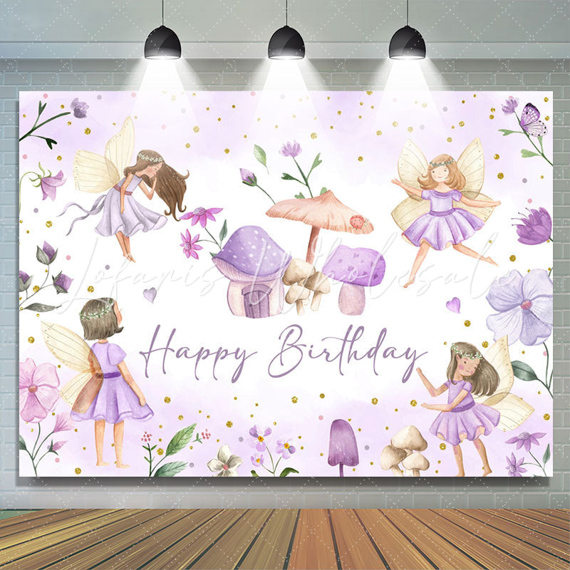 Lofaris Purple Mushroom House Poison Ivy Birthday Backdrop