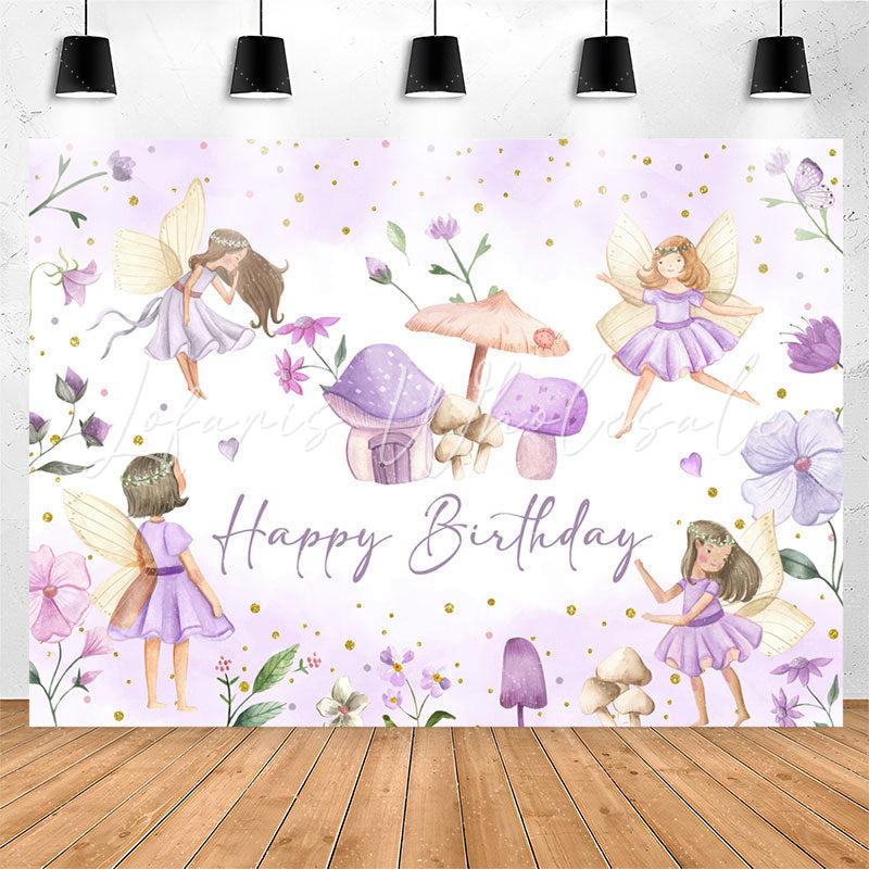 Lofaris Purple Mushroom House Poison Ivy Birthday Backdrop