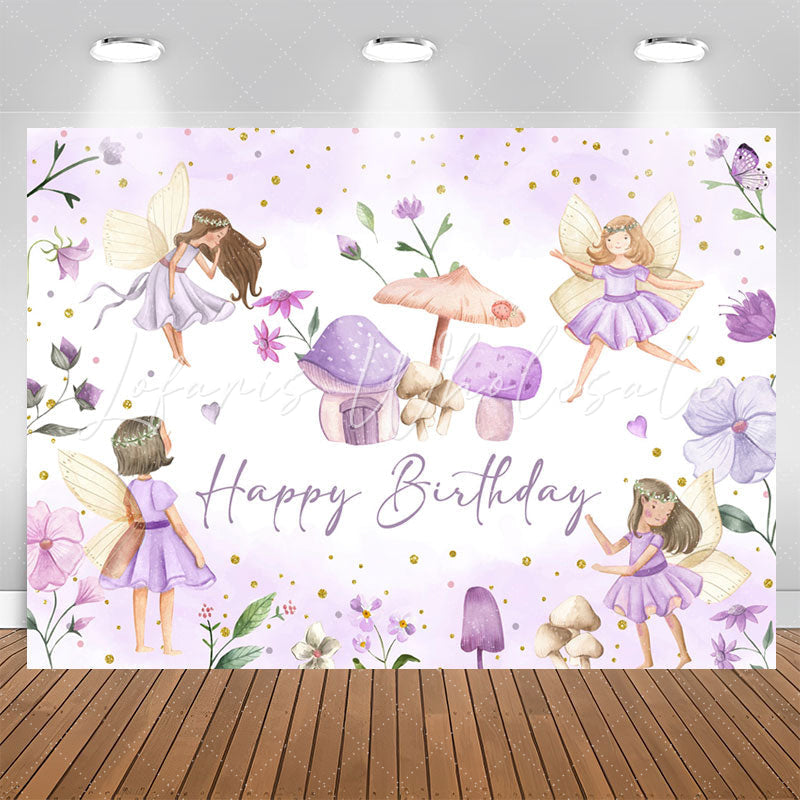 Lofaris Purple Mushroom House Poison Ivy Birthday Backdrop