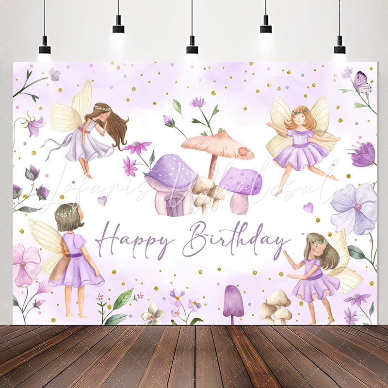Lofaris Purple Mushroom House Poison Ivy Birthday Backdrop