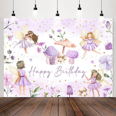 Lofaris Purple Mushroom House Poison Ivy Birthday Backdrop