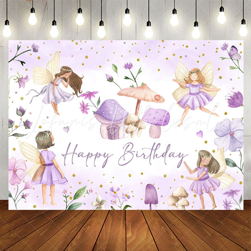 Lofaris Purple Mushroom House Poison Ivy Birthday Backdrop