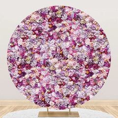 Lofaris Purple Pink Dense Flowers Round Wedding Backdrop