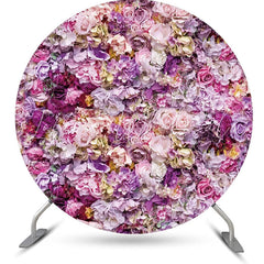 Lofaris Purple Pink Floral Romantic Round Wedding Backdrop