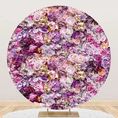 Lofaris Purple Pink Floral Romantic Round Wedding Backdrop