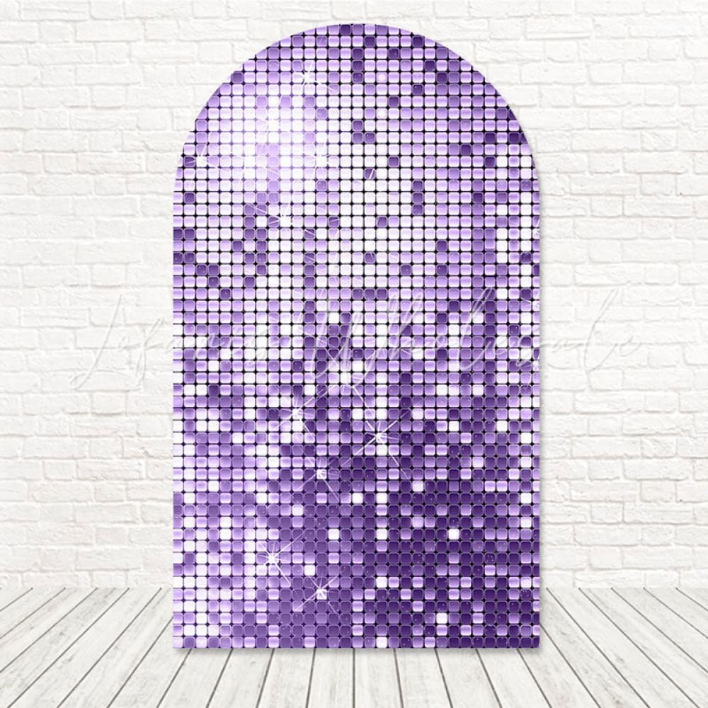 Purple Sequins Shiny Glam Look Arch Backdrop For Glitter Event Set