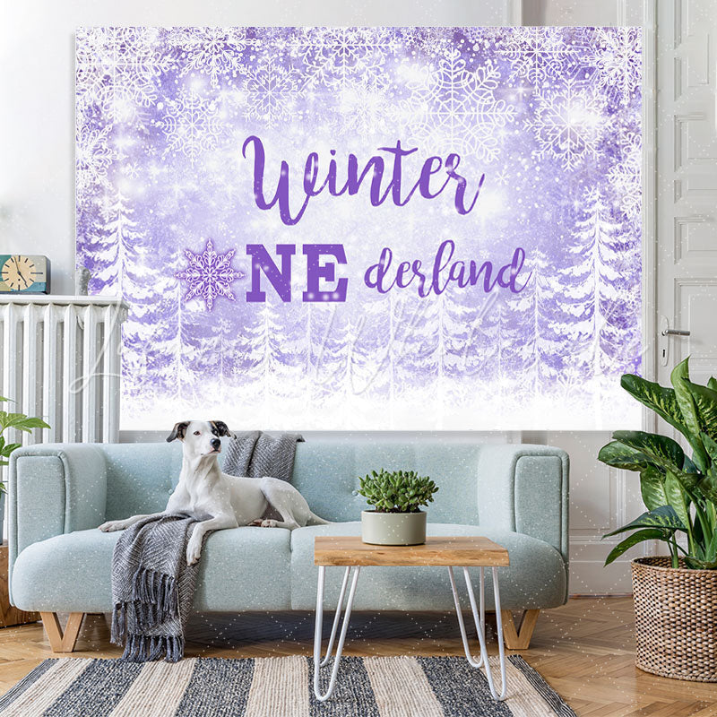 Lofaris Purple Snowflake Winter One Derland Backdrop For Girl