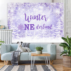 Lofaris Purple Snowflake Winter One Derland Backdrop For Girl