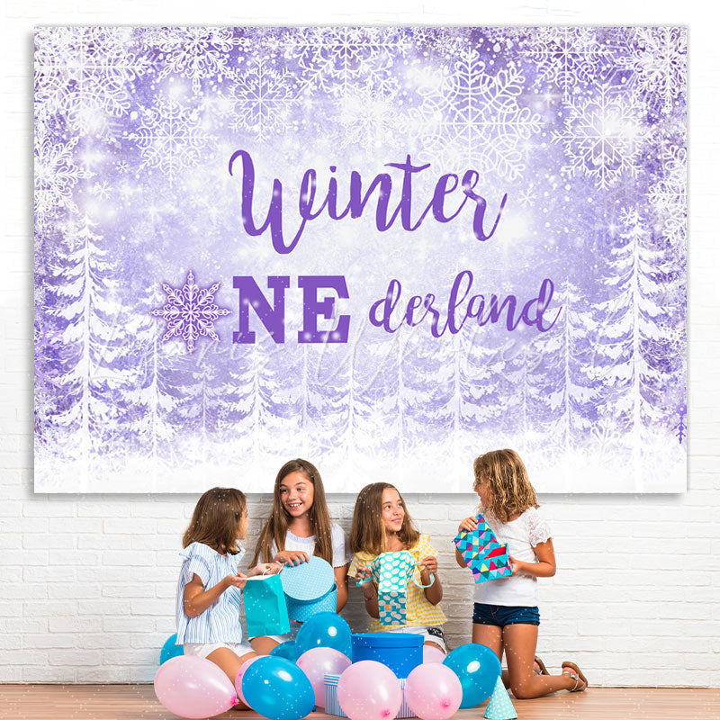 Lofaris Purple Snowflake Winter One Derland Backdrop For Girl