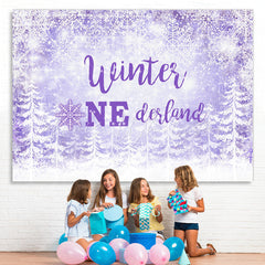 Lofaris Purple Snowflake Winter One Derland Backdrop For Girl