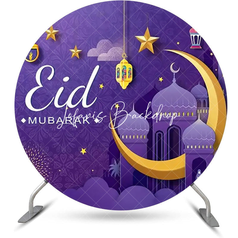 Lofaris Purple Starry Sky Palace Moon Eid Mubarak Backdrop