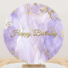 Lofaris Purple Texture Gold Glitter Round Birthday Backdrop