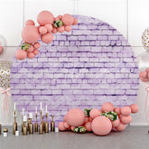 Lofaris Purple Wave Brick Wall Happy Birthday Round Backdrop