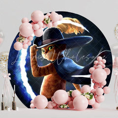 Puss in Boots Round Backdrop For Kids Birthday Party Fun