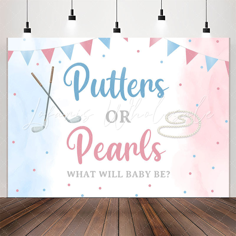 Lofaris Putters Or Perls Blue Pink Gender Reveal Backdrop