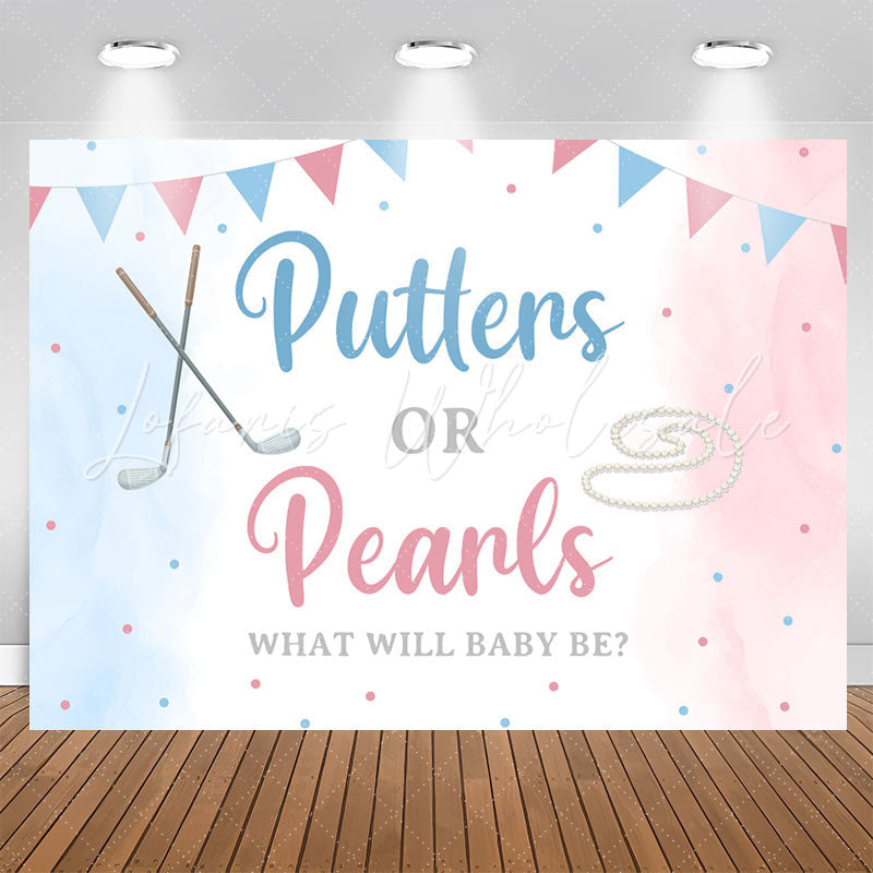 Lofaris Putters Or Perls Blue Pink Gender Reveal Backdrop