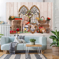 Lofaris Rabbit And Carrot With Wooden Backdrop For Decoration