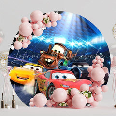 Racecar Cars Round Backdrop For Kids Party Celebration