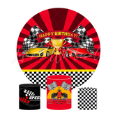 Racing Car Birthday Party Round Backdrop Cover Plinth Cylinder Pedestal Cloth Cover