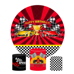 Racing Car Birthday Party Round Backdrop Cover Plinth Cylinder Pedestal Cloth Cover