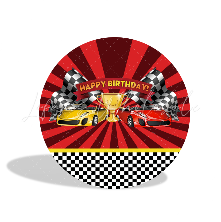 Racing Car Birthday Party Round Backdrop Cover Plinth Cylinder Pedestal Cloth Cover