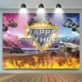 Lofaris Racing Truck Theme Backdrop Banner For Happy Birthday