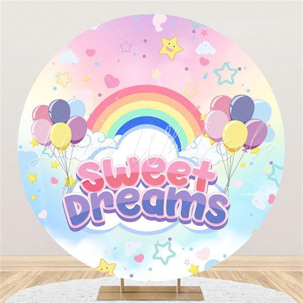 Lofaris Rainbow And Ballon Round Sweet Dream Birthday Backdrop