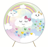 Rainbow And Clouds Fantasy Round Backdrop For Cheerful Events