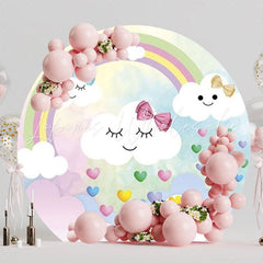 Rainbow And Clouds Fantasy Round Backdrop For Cheerful Events