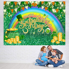 Lofaris Rainbow And Green Glitter St.Patrick’s Day Backdrop
