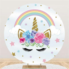 Lofaris Rainbow And Stars Sky Unicorn Themed Round Backdrop