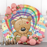 Lofaris Rainbow And Teddy Bear Round Girls Baby Shower Backdrop
