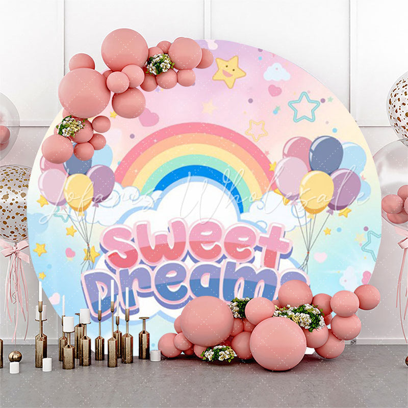 Lofaris Rainbow Balloons Sweet Dreams Circle Birthday Backdrop