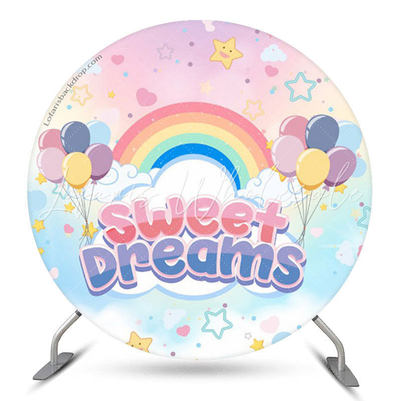 Lofaris Rainbow Balloons Sweet Dreams Circle Birthday Backdrop
