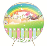 Rainbow Birds Colorful Round Backdrop for Party Theme